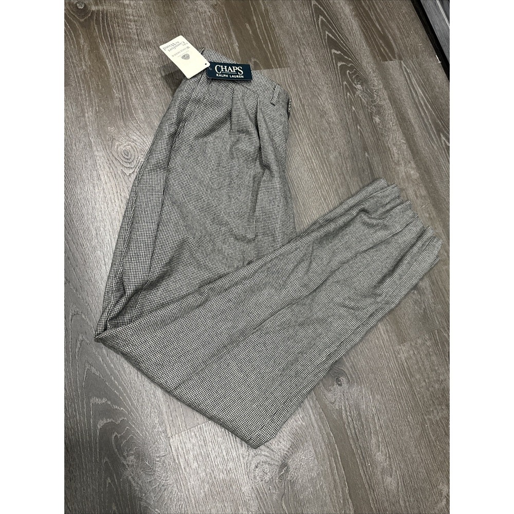 VTG Chaps Ralph Lauren Pants Mens 34x36 Houndstooth Pleated Trousers Wool